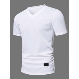 Men Patch Detail V Neck Tee