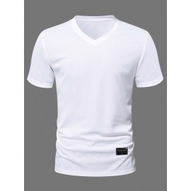 Men Patch Detail V Neck Tee